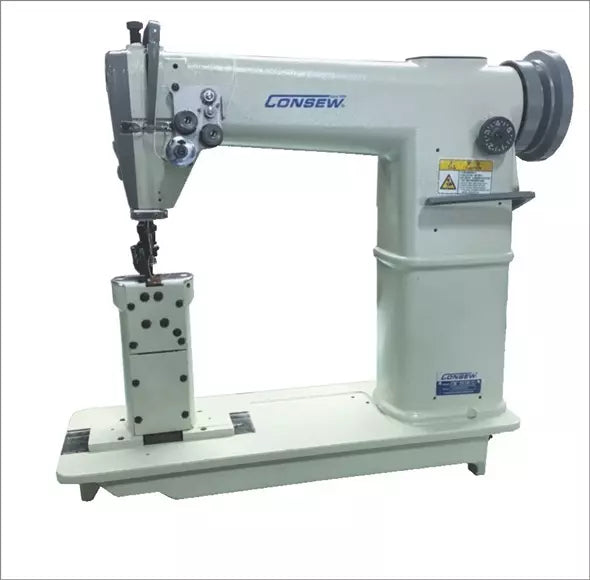 Consew 357R-2 High Speed, Post Bed, 2 Needle, Drop Feed, Lockstitch Industrial Sewing Machine With Table and Servo Motor