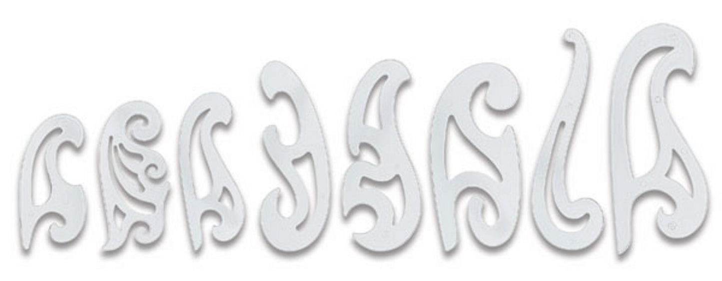 Westcott Letter Craft 8-Piece French Curve Set (FC-8),Heavy weight clear plastic