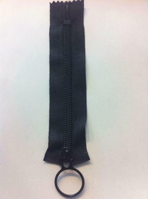 #5 5" Black Nylon Coil Zippers w/ Ring Pull - US Seller