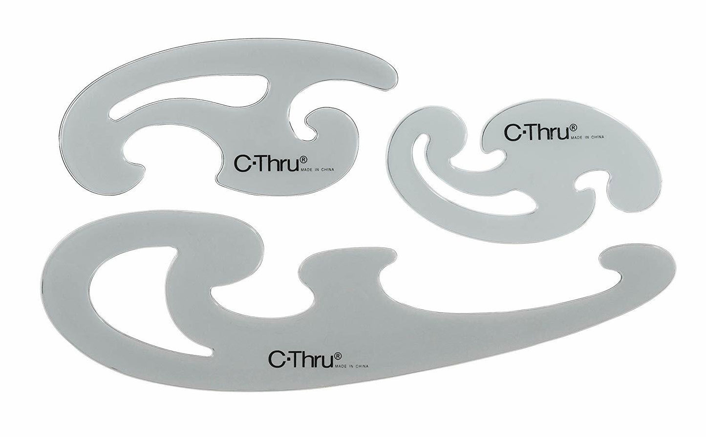 C-Thru KT-8 3 French Curve Set, for designers & pattern makers, clear plastic