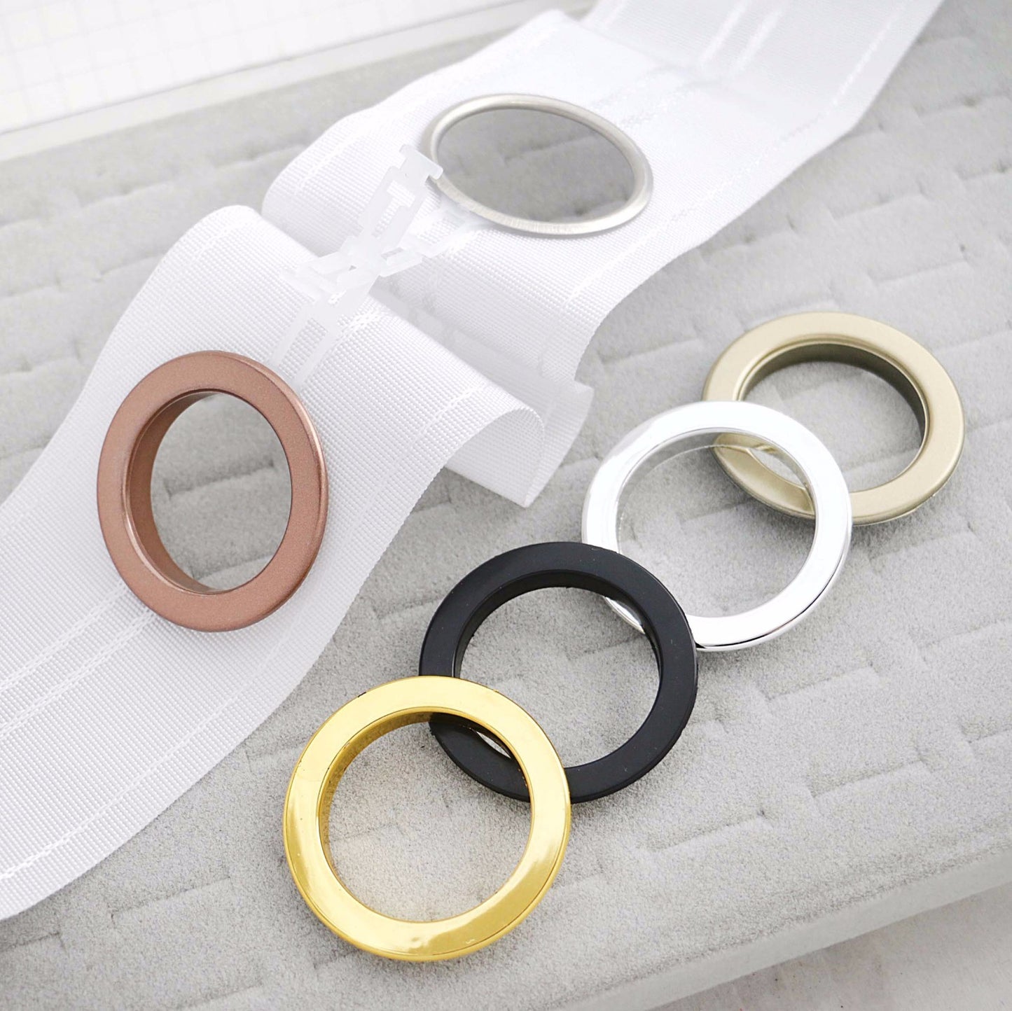 Drapery Grommet Tape, 5 openings per yard 3-1/8" wide & has 1-5/8" inside hole