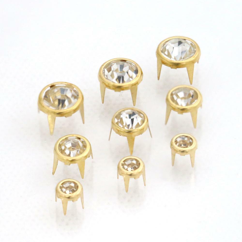 4 Prong Rhinestone Rivets -Transparent Stone Ideal for decorating bags,belt etc,