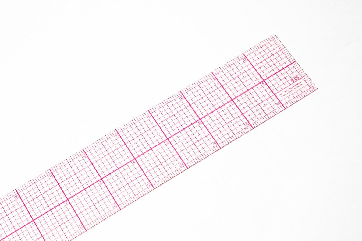 c-thru ruler 2" x 18" (inches in 8ths) B-85 Zero centering scale & Laminated usa