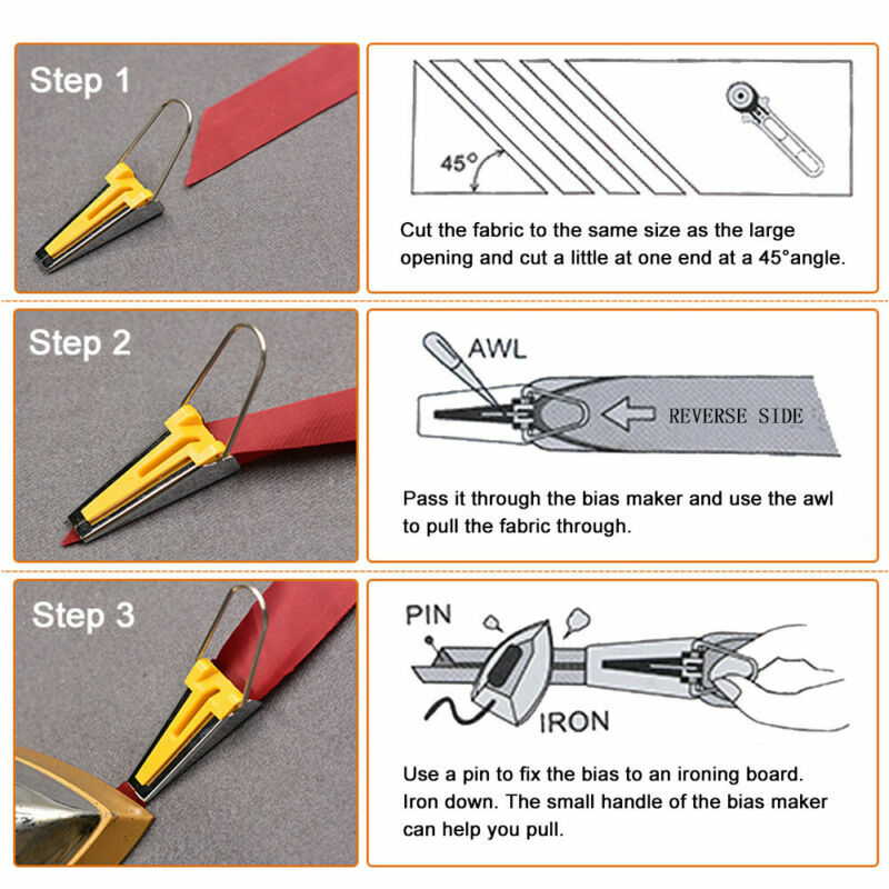 Bias Tape Maker - 4 Size Set (6mm, 12mm, 18mm, 25mm) - Create Your Own Tapes