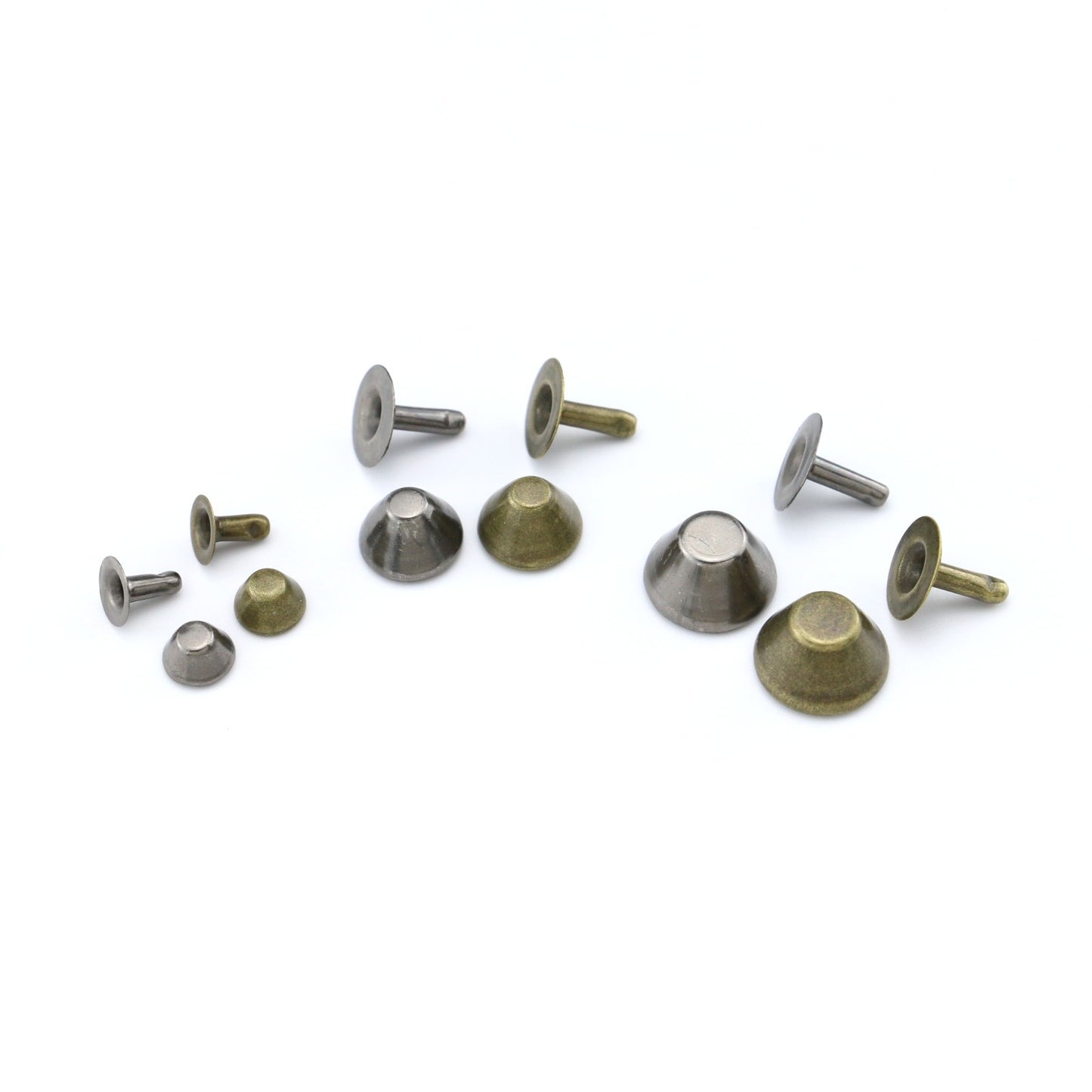 Bucket Shaped Stud Rivets For Bags/Shoes/Clothing pack of 100 choose options