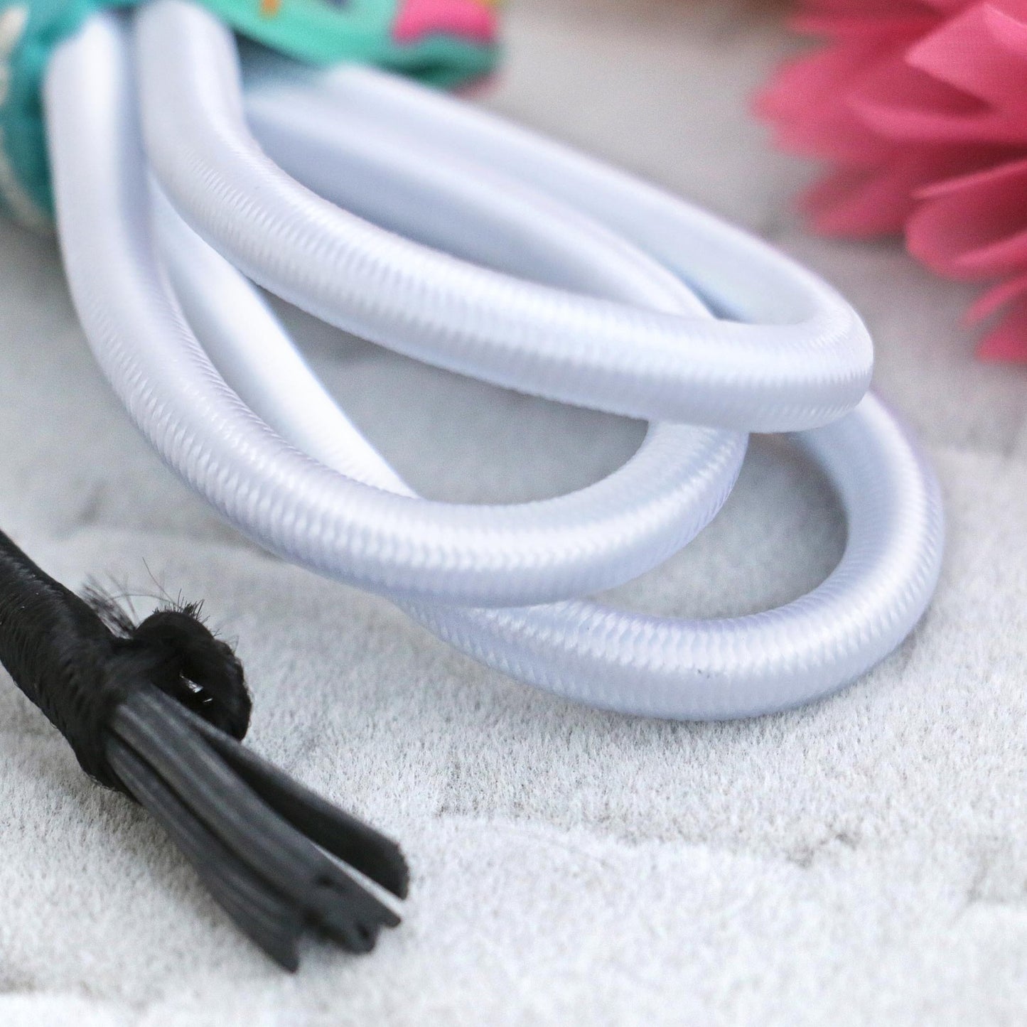 Elastic Cord Round White 55yd x 2 mm great for sewing, crafts & buttonhole loops