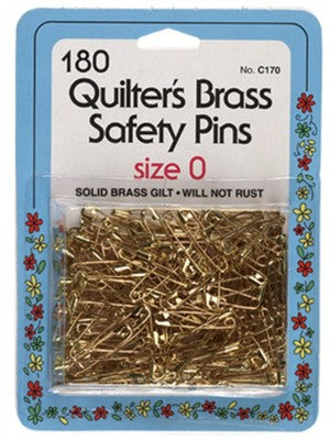 180 Quilter's Brass Safety Pins Size 0 by Collins C-170,Will not rust or tarnish