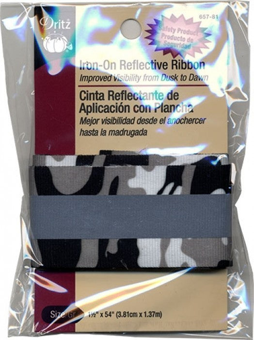 3 PACKS Dritz 1-1/2 Inches Iron-On Reflective Ribbon Gray Camouflage US SELLER