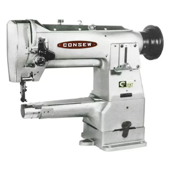 Consew 277RB-1 Heavy Duty Narrow Cylinder Bed 1 Needle Drop Feed, Needle Feed Compound Feed Alternating Presser Feet Lockstitch Industrial Sewing Machine With Table and Servo Motor