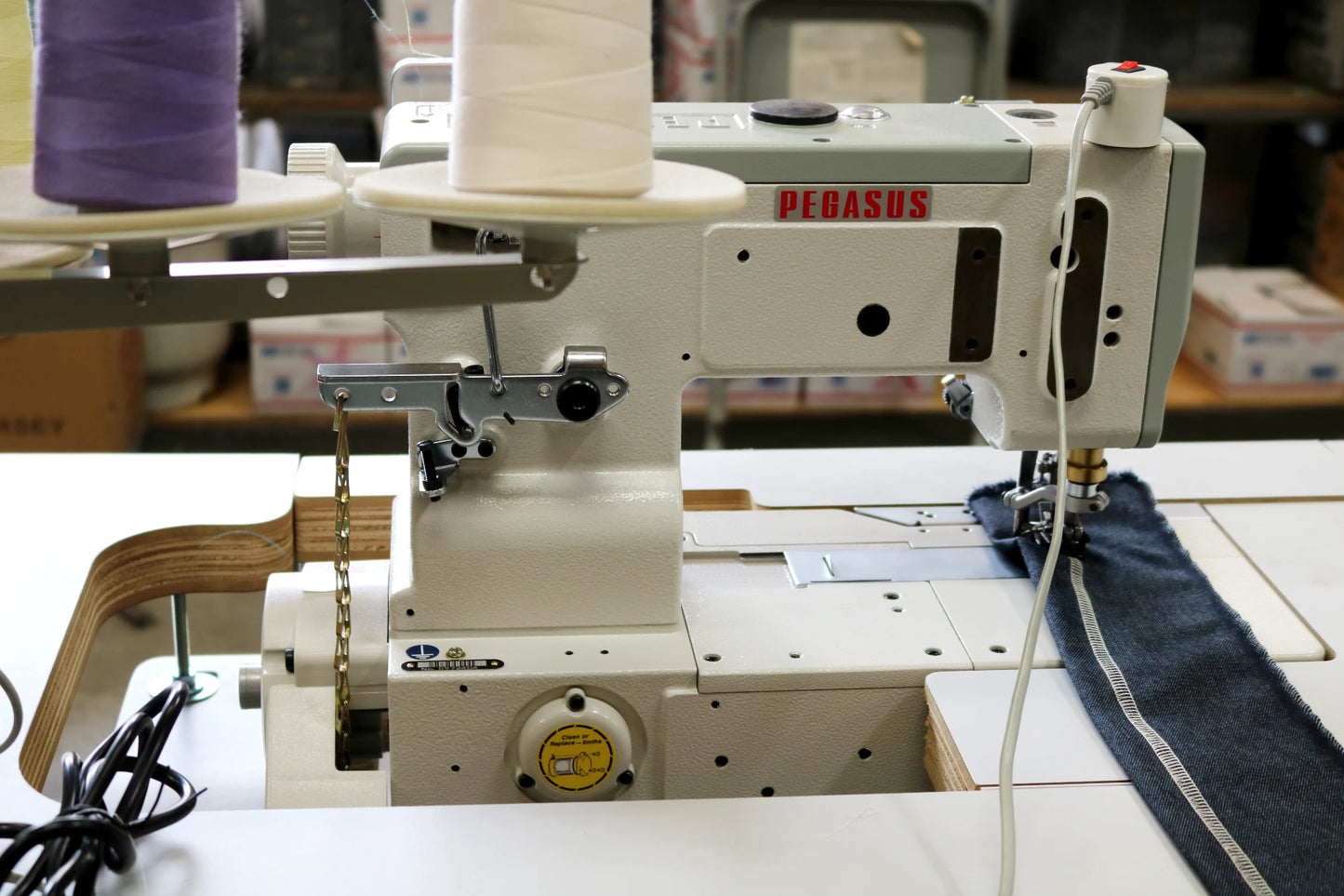 Pegasus W3562P-01 3-Needle 5-Thread Flatbed Coverstitch Industrial Sewing Machine