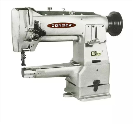Consew 277R-3 Heavy Duty Narrow Cylinder Bed 1 Needle Drop Feed Needle Feed Compound Feed Alternating Presser Feet Lockstitch Industrial Sewing Machine With Table and Servo Motor