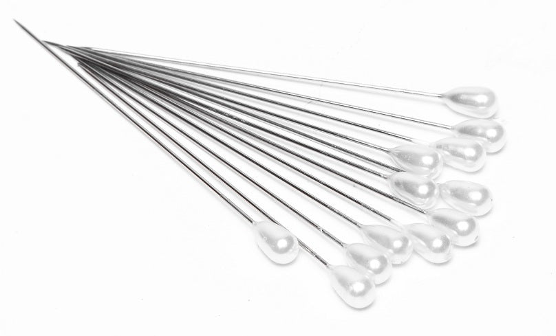 pearl head pins 2-3/4", 144 pcs, all steel sharp for millinery  & floral design