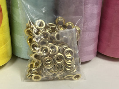 100 SETS of #0 1/4" Grommets AND Washers GOLD Eyelets FREE SHIPPING US SELLER