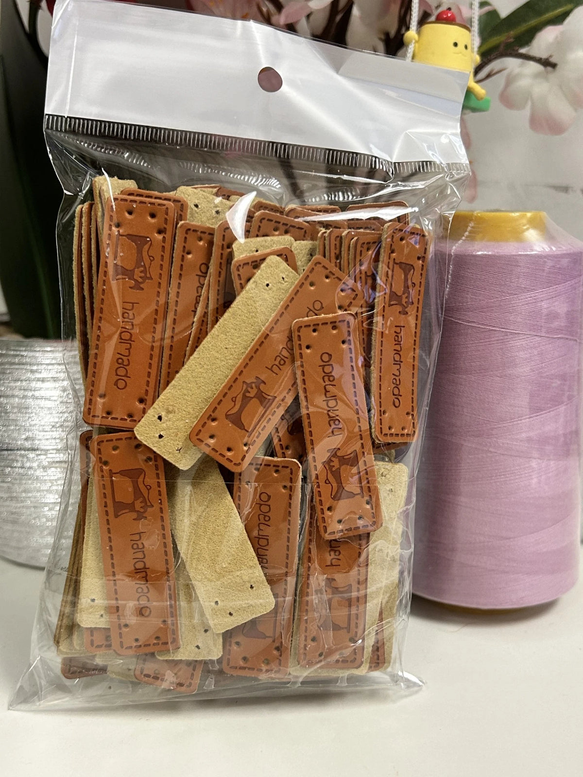 100 Pcs Handmade PU Leather Label Tags Sewing Craft Supply FREE SHIPPING USA