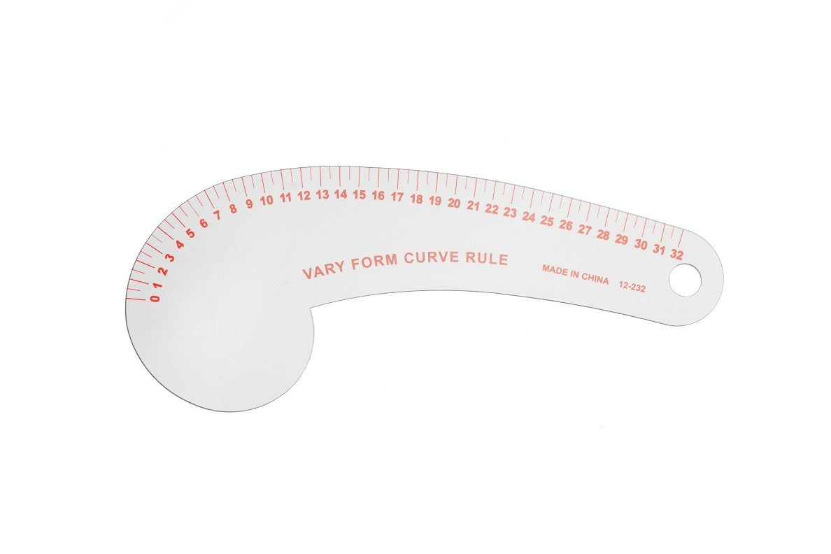 Vary Form Curve Plastic Ruler 32cm made out of clear plastic thickness 1mm USA