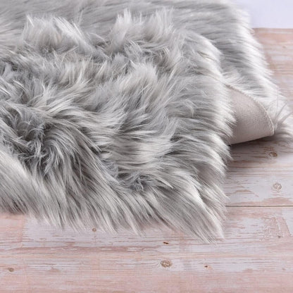 3 x 5 Fuzzy Faux Fur Gray Washable Area Rugs for Living Room for Bedroom