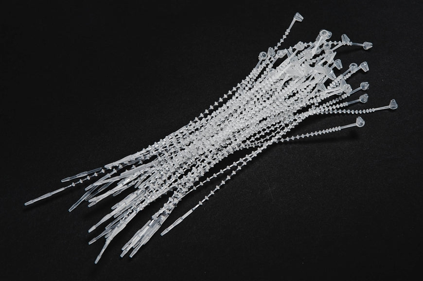 500 5" SECUR-A-TIE ADJUSTABLE BEADED LOOP TIE FASTENERS clear color no gun need