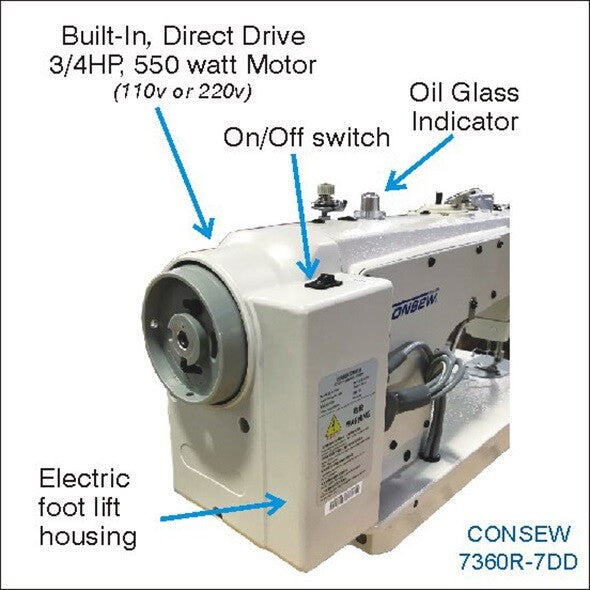Consew 7360R-7DD High Speed Single Needle Drop Feed Lockstitch Industrial Sewing
