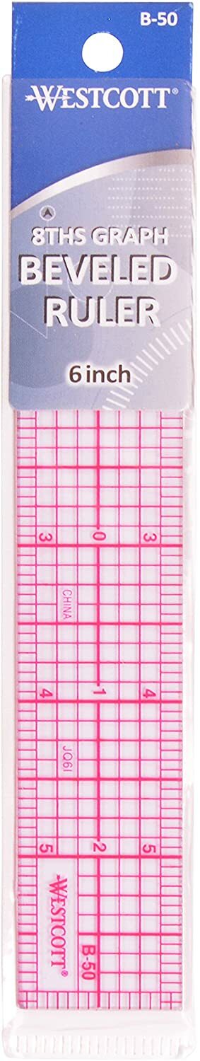 Beveled Rulers 1" x 6",C-Thru 8ths ,Transparent (B-50), Edges calibrated in 16th
