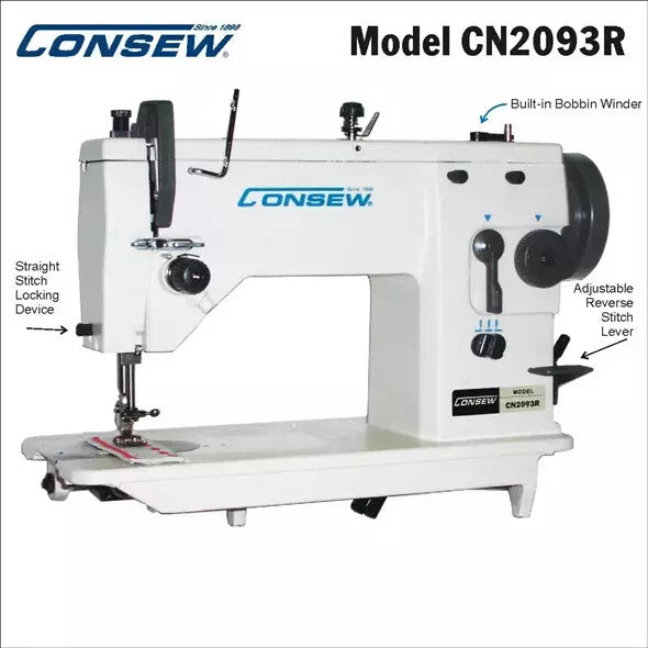 NEW Consew CN2093R Zig-Zag Lockstitch Industrial Sewing Machine + Table + Motor
