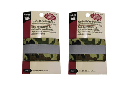 3 PACKS of Dritz Iron-On Reflective Ribbon, Camouflage Camo Green 1-1/2" USA