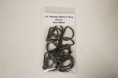 20 pcs 3/4" Welded Metal D-Ring GUN METAL for Bags Purses Fashion US SELLER