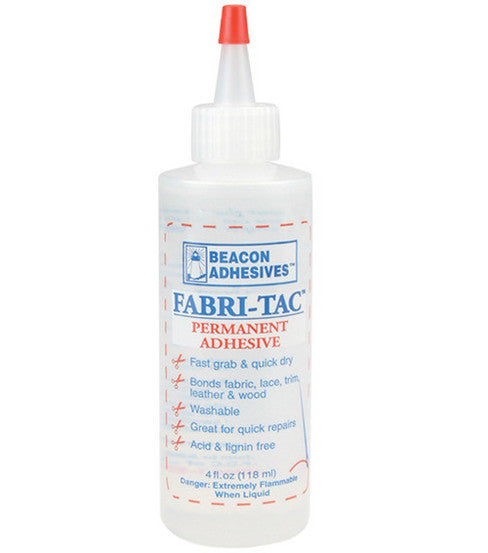 FABRI-TAC 4 oz,crystal clear no-sew adhesive will not soak and stain your fabric