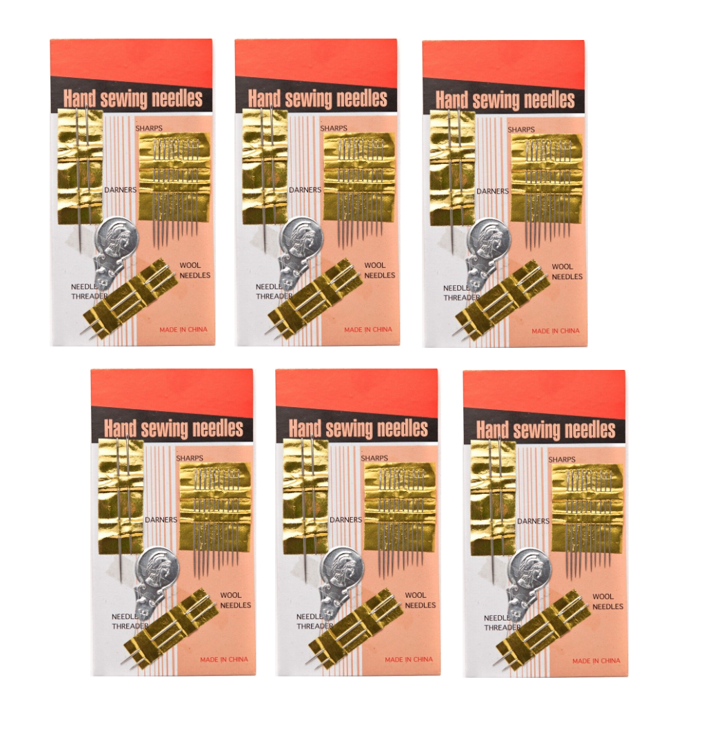 PACK OF 6 Hand Sewing Needles - 14 needles/pack   Needle Threader US SELLER
