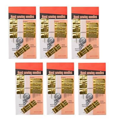 PACK OF 6 Hand Sewing Needles - 14 needles/pack   Needle Threader US SELLER