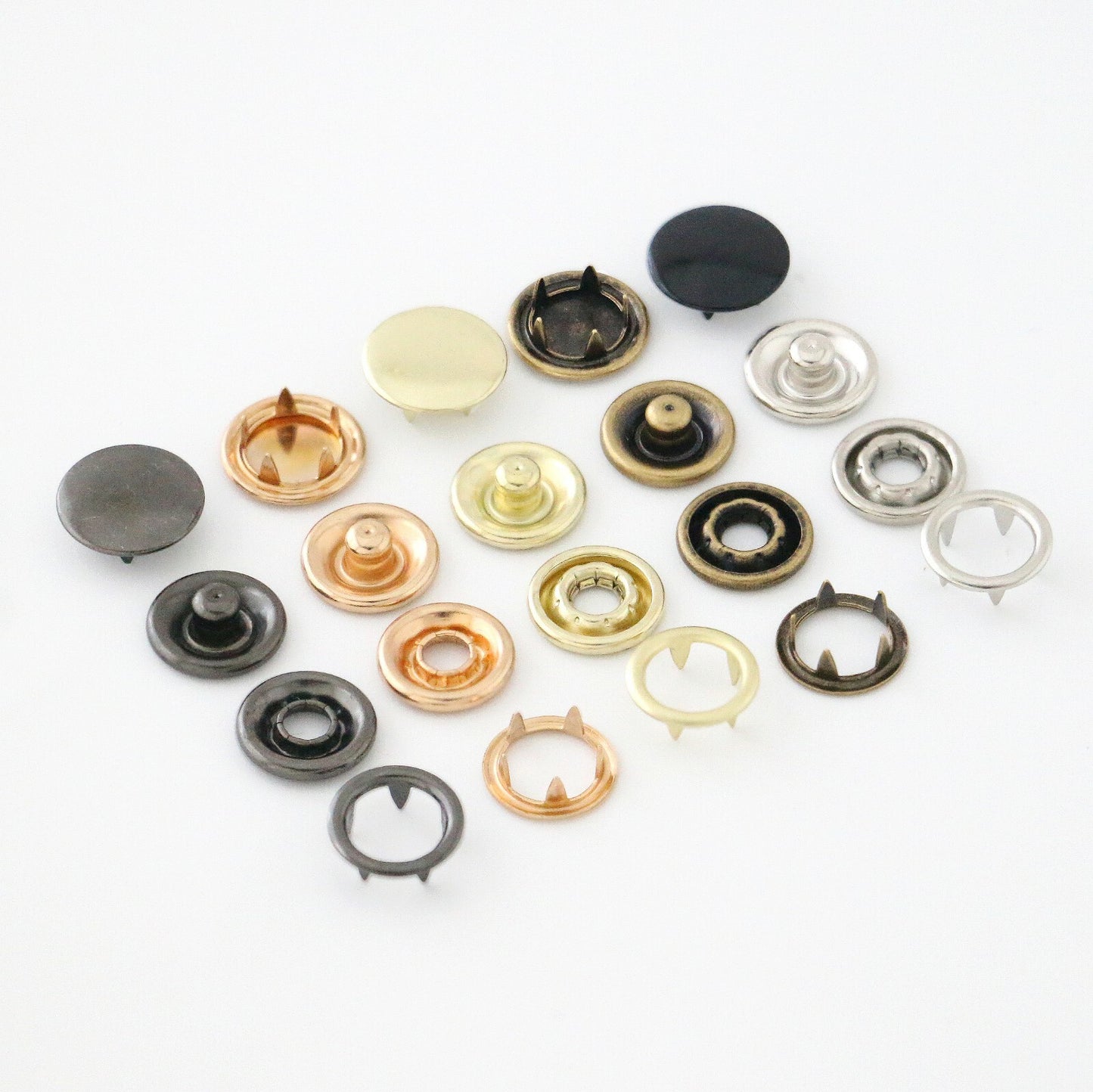 Ring Snaps, Prong with Button Cover 9.5,11,15 MM,CHOOSE COLOR & QUANTITIES USA