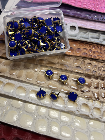 100 PCS 4 Prong Gemocite Acrylic Stone Rivets Gold Trim FREE SHIPPING US SELLER