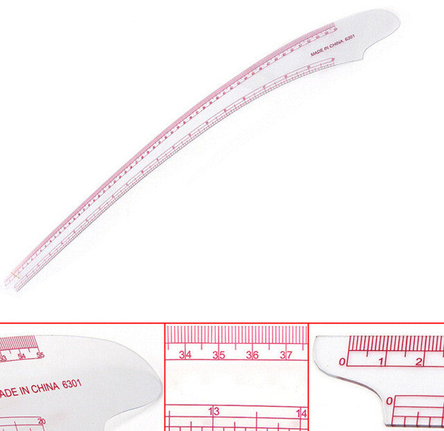 designer,tailors & pattern makers french curve ruler 20" & 55 cm.clear plastic