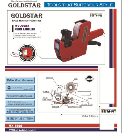 MX5500 1 Line Pricing Label Gun w/ 10,000 pink Labels and 1 spare ink roller .