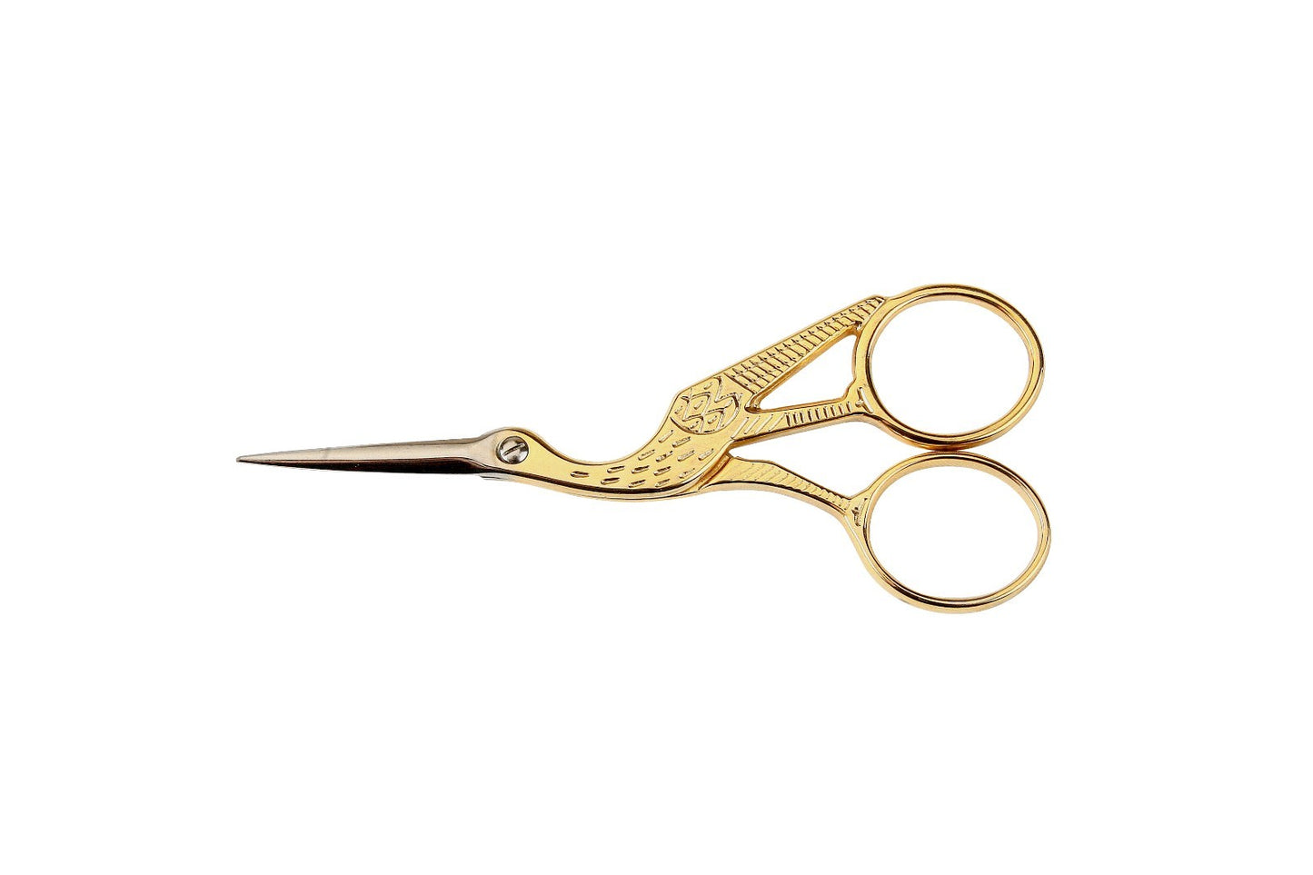 goldstar 4-1/2-Inch Classic Forged Stork Embroidery Scissors Gold Plated Finish
