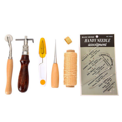 7pcs leather & canvas  Craft Hand Stitching Sewing Tool Set Kit Thread Awl Waxed