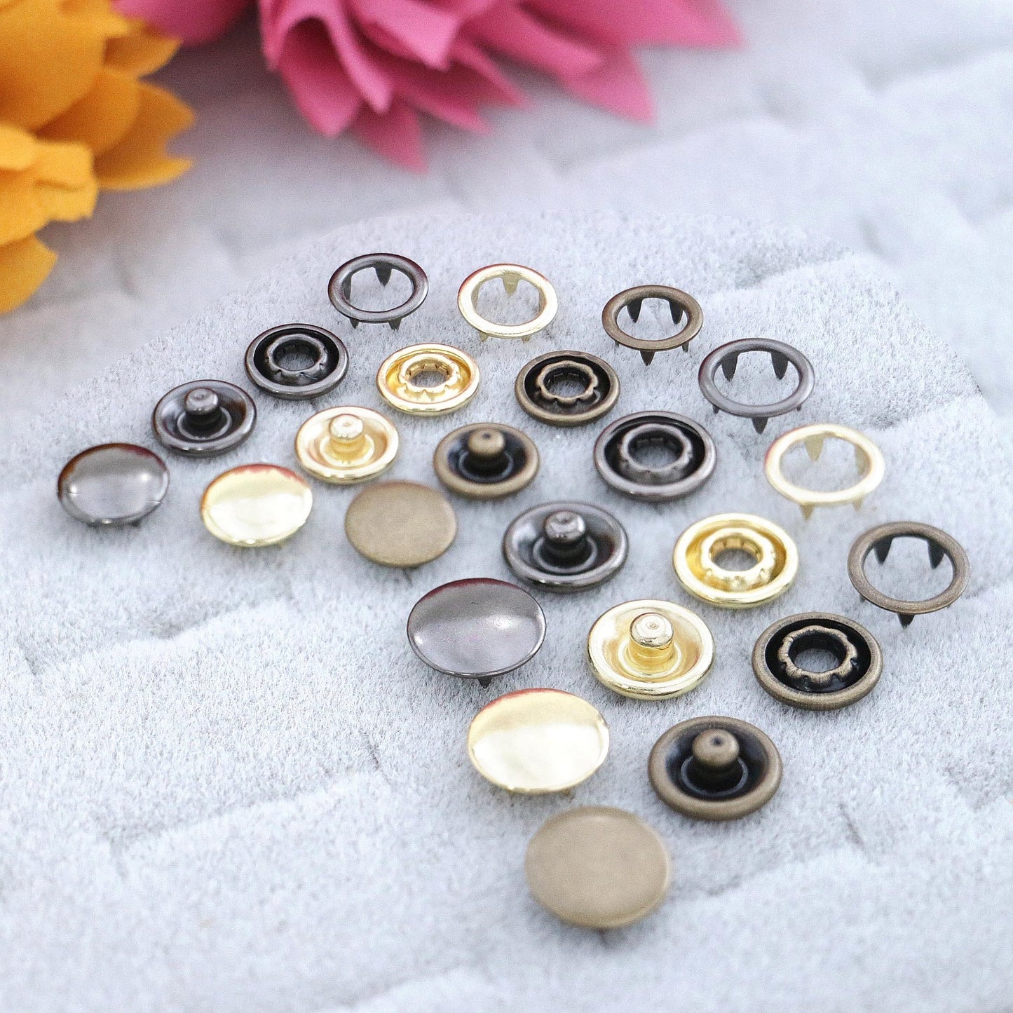 Ring Snaps, Prong with Button Cover 9.5,11,15 MM,CHOOSE COLOR & QUANTITIES USA