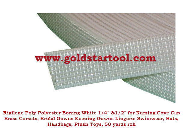 50 yard Rigilene POLY Polyester Boning WHITE 1" FOR nursing cove cap brass co