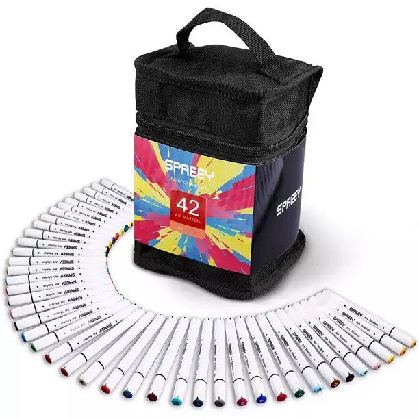 SPREEY 42 Set of Dual-Tip Alcohol Art Markers FREE SHIPPING