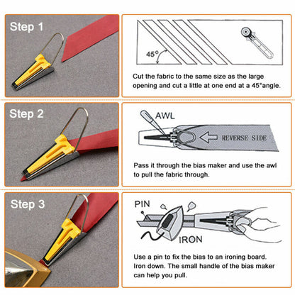 Bias Tape Maker - 4 Size Set (6mm, 12mm, 18mm, 25mm) - Create Your Own Tapes