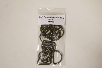 20 pcs 3/4" Welded Metal D-Ring BRONZE for Bags Purses Fashion US SELLER
