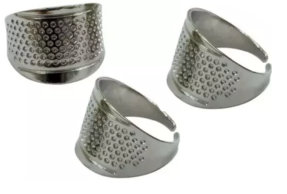 PACK OF 3 Ring Thimbles ALL STEEL Nickel-plated Easy Adjustable Size US SELLER