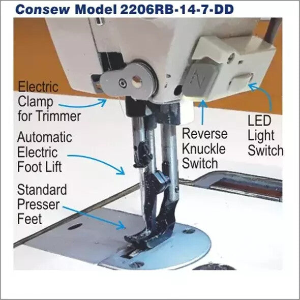 Consew 2206RB-14-7 Direct Drive, Heavy Duty,TRIPLE FEED Drop Feed, WALKING FOOT