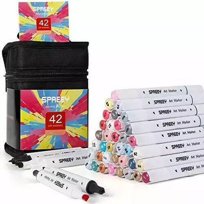 SPREEY 42 Set of Dual-Tip Alcohol Art Markers FREE SHIPPING