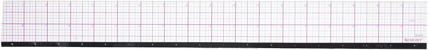 Westcott 8ths Graph Beveled Ruler, Metal Edge 18-Inch B-85M Calibrated in 16ths