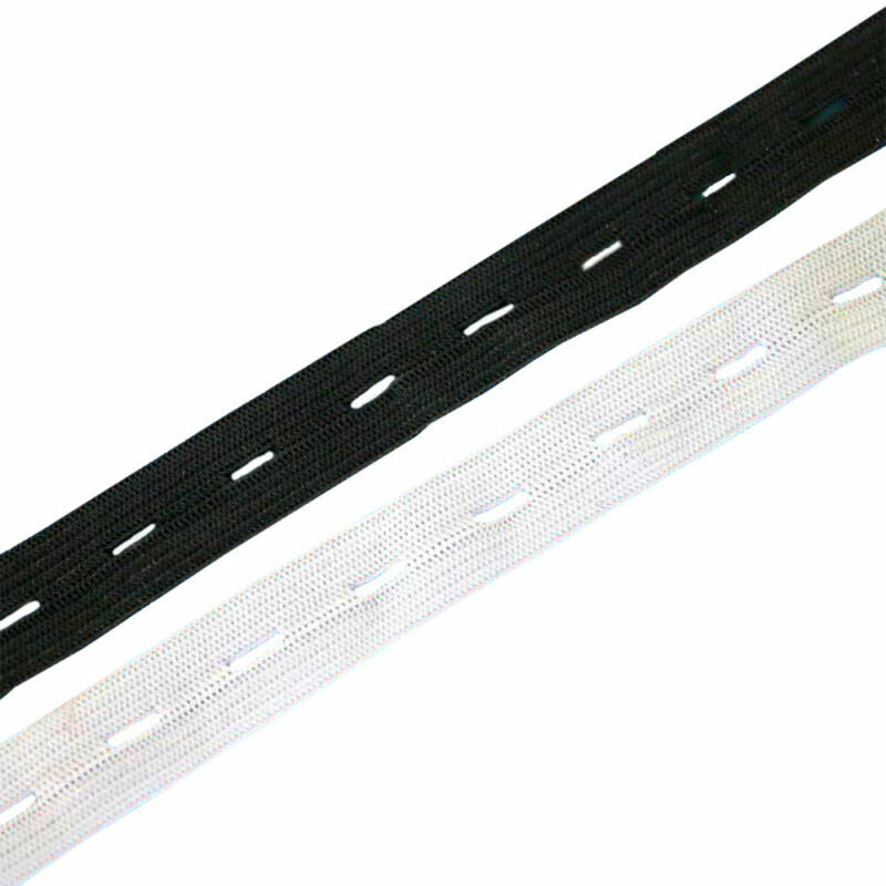 Button Hole Braided Elastic Roll - 5/8 in. x 25 yards,Round Spool Black or White
