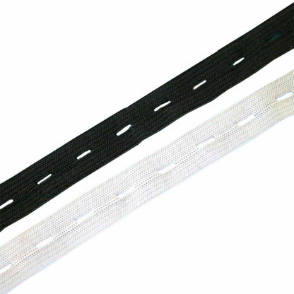 Button Hole Braided Elastic Roll - 5/8 in. x 25 yards,Round Spool Black or White