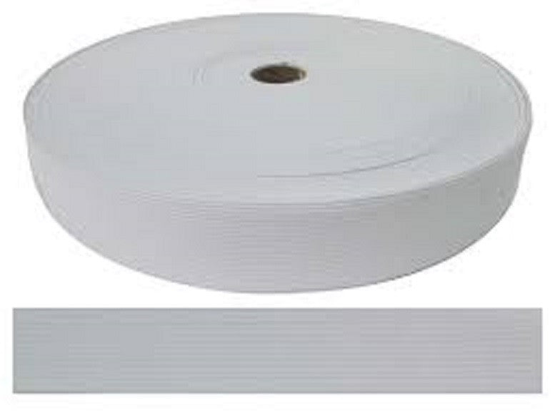 1-1/4" by 50-Yard White Knitted Polyester Elastic Spool for face mask shield