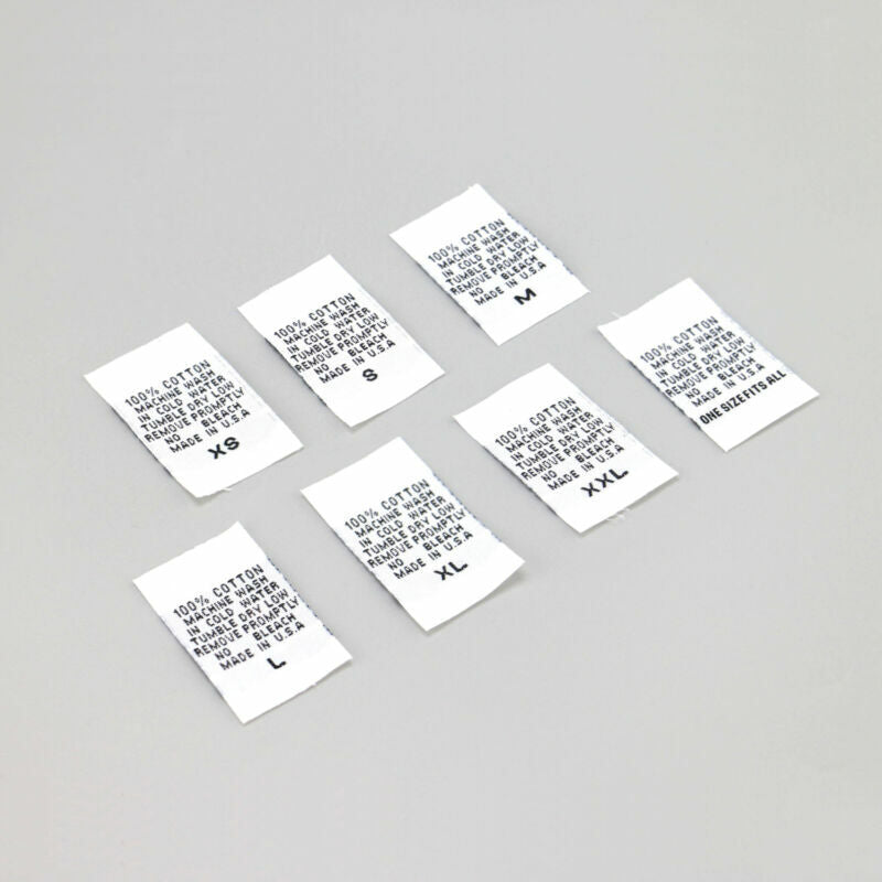 Clothing Care Labels - 100% Woven Cotton "Washing Instructions"
