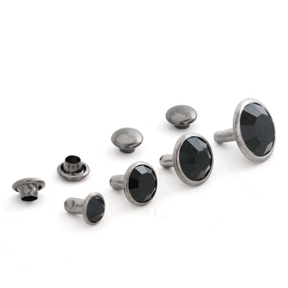 Rhinestone Rivets - Hematite 2 pc set,Available in the following sizes in Gun-M