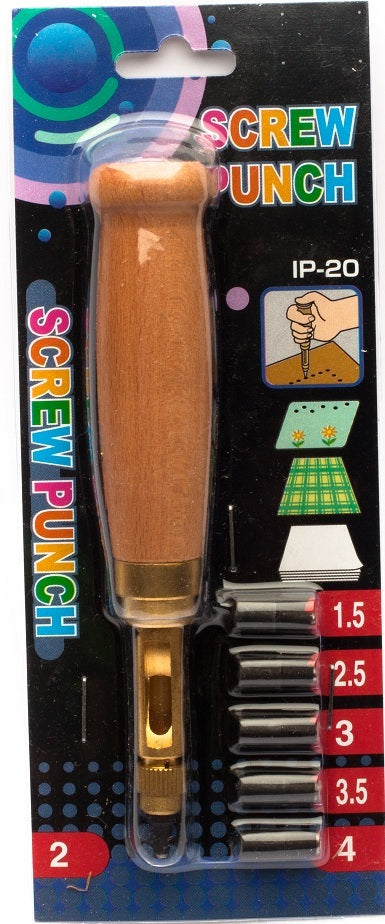 Japanese Screw Punch w/ 6 tips 1.5, 2, 2.5, 3, 3.5 & 4 mm